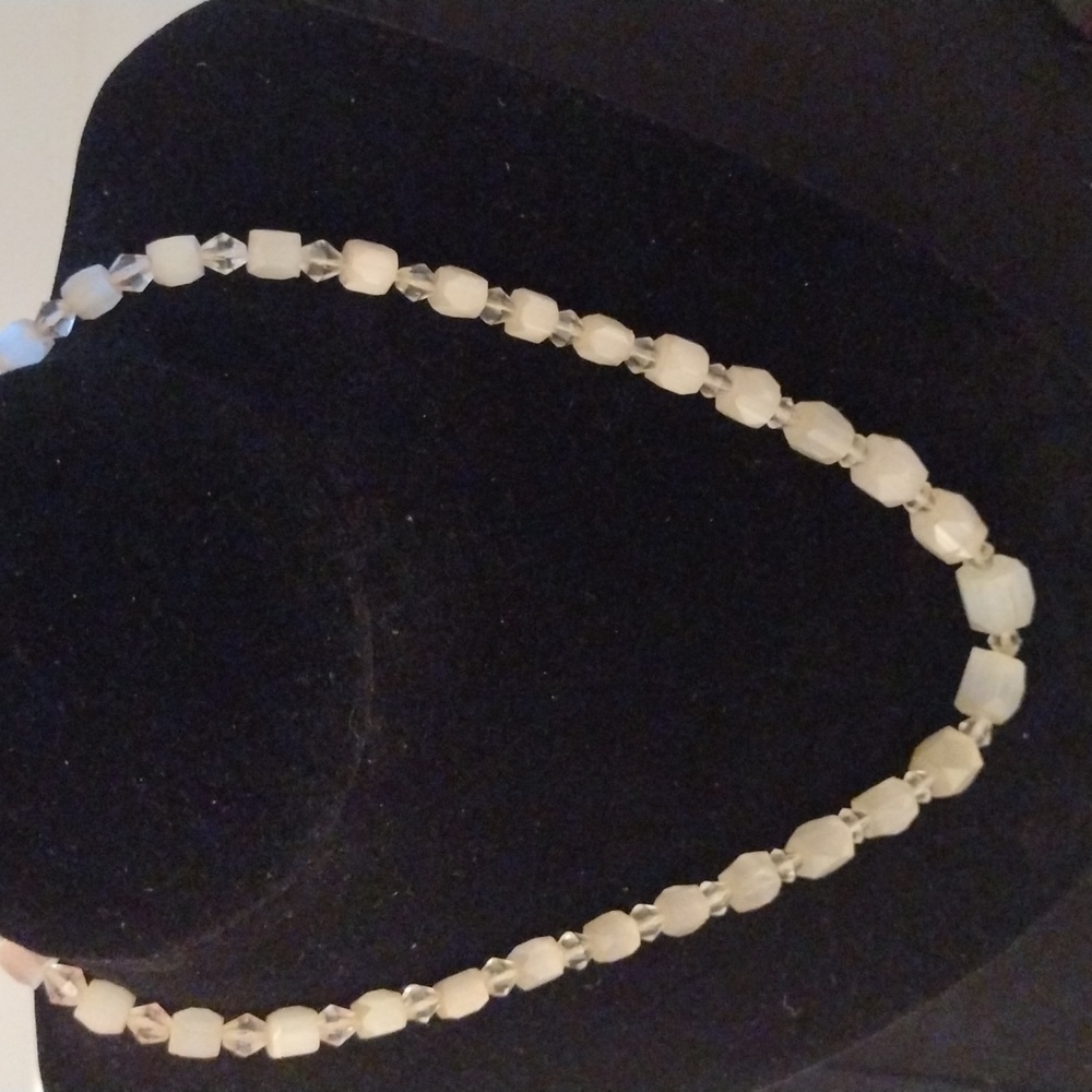 Clear Satin Glass Vintage Necklace